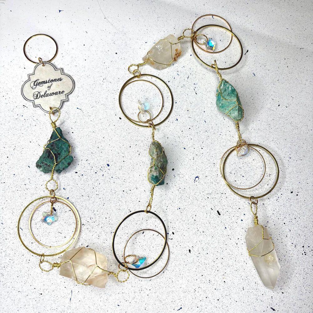 Chrysocolla Quartz Crystal Wall Hanging: Gemstones of Delaware Collection